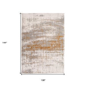 9' X 13' Gray and Gold Abstract Non Skid Area Rug