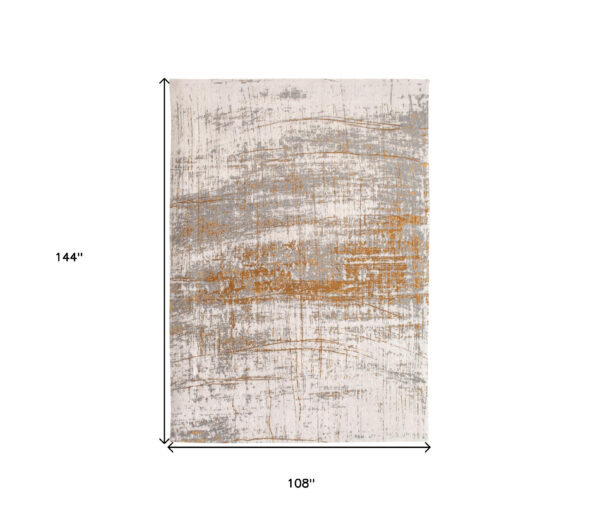 9' X 13' Gray and Gold Abstract Non Skid Area Rug