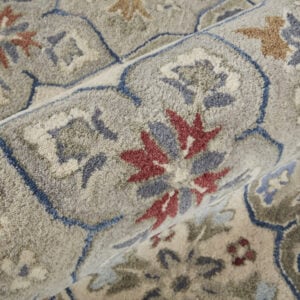 10' X 14' Taupe Ivory And Red Wool Patchwork Tufted Handmade Stain Resistant Area Rug