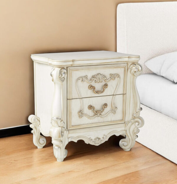 31" White Two Drawers Nightstand