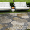 10' X 14' Brown Beige and Ivory Abstract Washable Non Skid Indoor Outdoor Area Rug