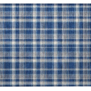 2' X 3' Navy and Ivory Plaid Washable Non Skid Indoor Outdoor Area Rug
