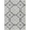 8' X 10' Gray Charcoal And Ivory Geometric Washable Indoor Outdoor Area Rug