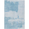 9' X 12' Sky Blue And Denim Blue Abstract Washable Indoor Outdoor Area Rug