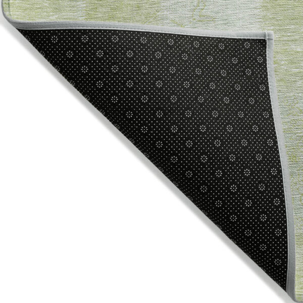 5' X 8' Artichoke Green And Ivory Patchwork Washable Indoor Outdoor Area Rug