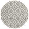 8' Taupe And Ivory Round Geometric Washable Indoor Outdoor Area Rug