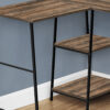 42" Brown and Black Reclaimed Wood and Metal Corner Trestle Computer Desk