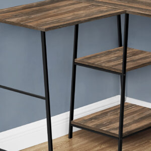 42" Brown and Black Reclaimed Wood and Metal Corner Trestle Computer Desk