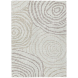 3' X 5' Ivory Beige And Khaki Abstract Washable Indoor Outdoor Area Rug
