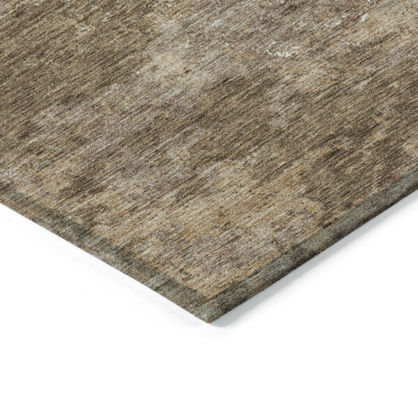 10' X 14' Brown Taupe And Ivory Floral Washable Indoor Outdoor Area Rug