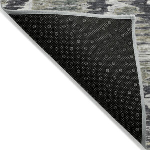 10' X 14' Charcoal Gray And Silver Abstract Washable Indoor Outdoor Area Rug