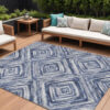 10' X 14' Navy Blue And Sky Blue Geometric Washable Indoor Outdoor Area Rug