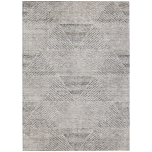 5' X 8' Taupe Brown And Ivory Geometric Washable Indoor Outdoor Area Rug