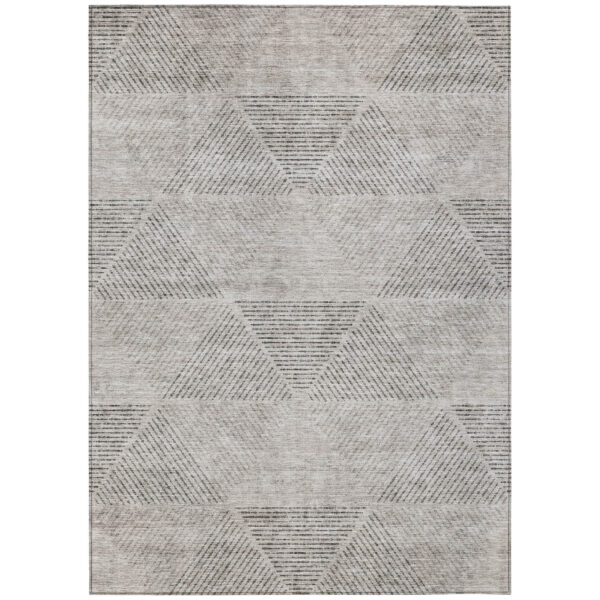 5' X 8' Taupe Brown And Ivory Geometric Washable Indoor Outdoor Area Rug