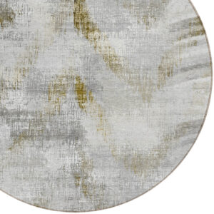 8' Taupe Gray And Brown Round Abstract Washable Indoor Outdoor Area Rug