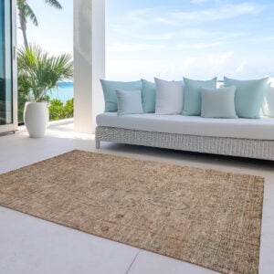10' X 14' Terra Cotta And Copper Southwestern Washable Indoor Outdoor Area Rug