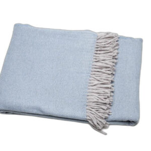 Sky Blue Mini Dot Fringed Throw Blanket