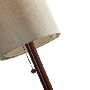 65" Solid Wood Traditional Shaped Floor Lamp With Beige Drum Shade