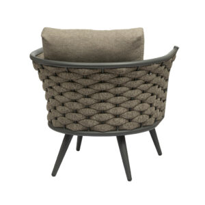 32" Taupe And Gray Woven Fabric And Aluminum Outdoor Accent Chair