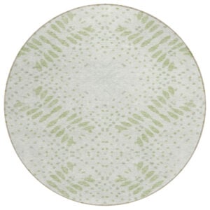 8' Artichoke Green And Fern Green Round Floral Washable Indoor Outdoor Area Rug