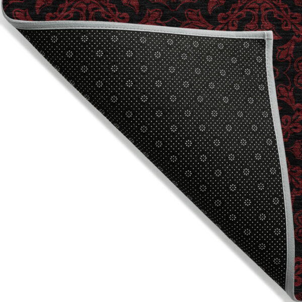 5' X 8' Red And Black Medallion Washable Indoor Outdoor Area Rug