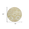 8' Wheat Gold And Beige Round Southwestern Washable Indoor Outdoor Area Rug