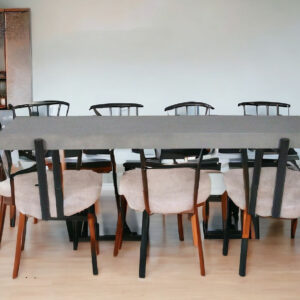 63" Gray and Black Concrete Dining Bench