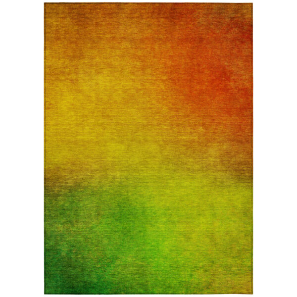 10' X 14' Terra Cotta Gold And Green Ombre Washable Indoor Outdoor Area Rug
