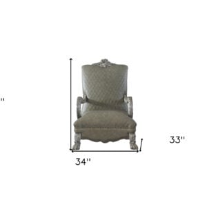 34" Bone Faux Leather Arm Chair