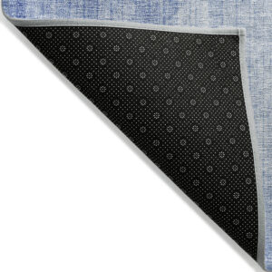 9' X 12' Denim Blue And Sky Blue Geometric Washable Indoor Outdoor Area Rug