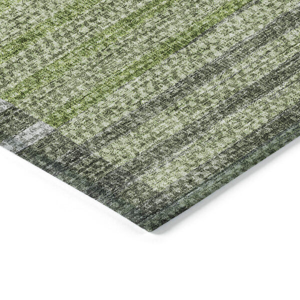 8' X 10' Green And Olive Green Striped Washable Indoor Outdoor Area Rug