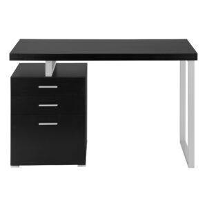 47" Black and Gray Wood and Metal Computer Desk With Three Drawers