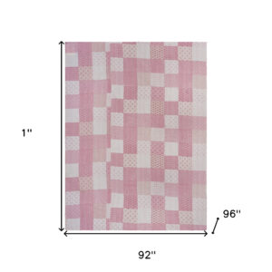 Pink Knitted Cotton Geometric Throw