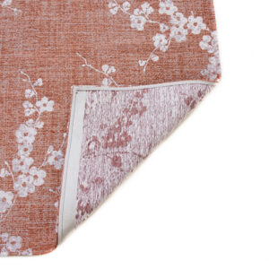 8' Red and White Round Oriental Non Skid Area Rug