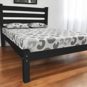 Black Solid Wood Full Bed Frame