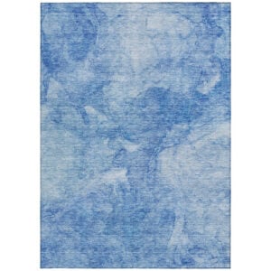 8' X 10' Denim Blue And Sky Blue Nautical Washable Indoor Outdoor Area Rug