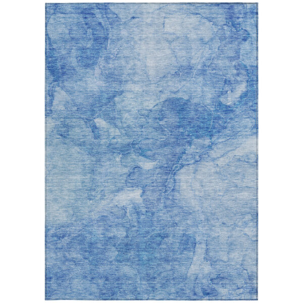 8' X 10' Denim Blue And Sky Blue Nautical Washable Indoor Outdoor Area Rug