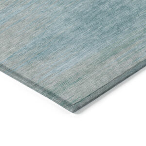 10' X 14' Aqua Teal Blue And Gray Abstract Washable Indoor Outdoor Area Rug