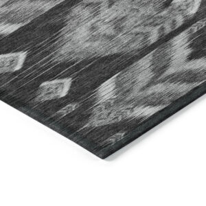 9' X 12' Black Charcoal And Silver Southwestern Washable Indoor Outdoor Area Rug