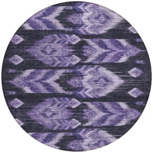 8' Purple Lavender And Plum Round Southwestern Washable Indoor Outdoor Area Rug