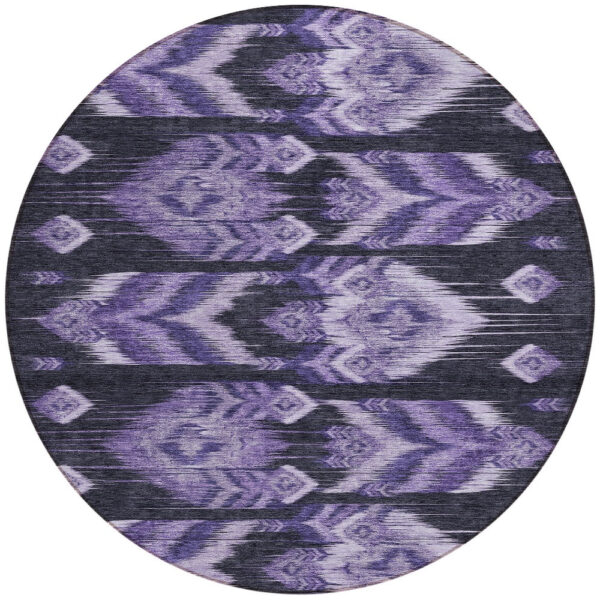 8' Purple Lavender And Plum Round Southwestern Washable Indoor Outdoor Area Rug
