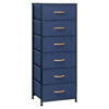 18" Blue and Black Steel and Fabric Six Drawer Chest