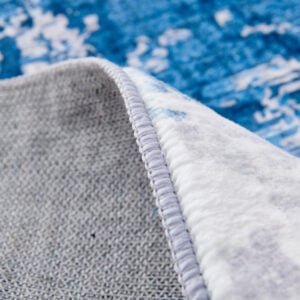 3' X 5' Gray and Blue Abstract Shag Printed Washable Non Skid Area Rug