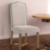 Cream And Brown Upholstered Linen Dining Parsons Chair