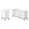 60" White and Black L Shape Computer Desk With Three Drawers