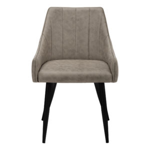 Set of Two Tufted Taupe And Black Upholstered Fabric Dining Arm Chairs