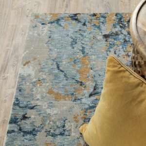 9' X 12' Gold Grey And Ivory Abstract Power Loom Stain Resistant Area Rug