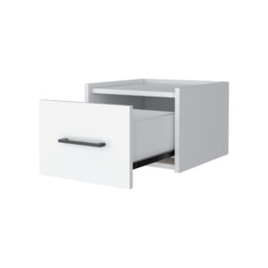 10" White One Drawer Faux Wood Floating Nightstand