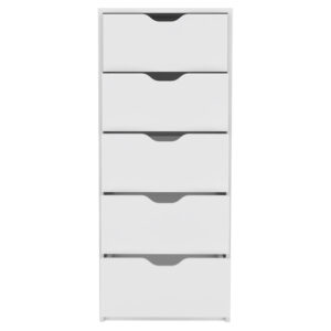 18" White Five Drawer Standard Chest