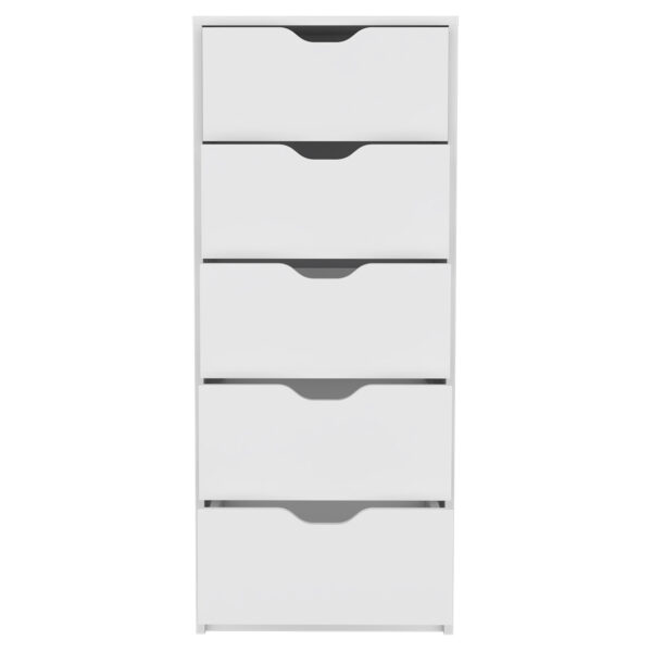 18" White Five Drawer Standard Chest